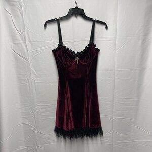 WIDOW DOLLS KILL Wine Blind Faith Velvet Dress - Sz S
